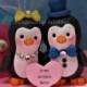 Happy Handmade Personalized Penguin Wedding Cake Topper