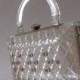 1950s Clear Lucite Purse with Rhinestones / 50s Carved Lucite Clutch / Wedding