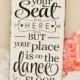 Wedding Seating Assignment Sign, Wood you can find your seat here your place is on the dance floor black and white bridal shower gift rustic