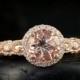 Ashlyn, Morganite and Rose Gold Engagement Ring (Round Halo with Filigree)