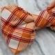 Boy's Bright Orangeand Red Plaid Bow Tie - clip on