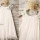 Chiffon Lace Flower girl dress/Cap Sleeves Boho Beach Girl Dress/Junior Bridesmaid Dress for Wedding