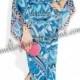 EMILIO PUCCI Blue Printed Silk-Chiffon Kaftan Long Dress