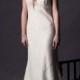 JW15157 vintage inspired puff short sleeve lace sheath wedding dresses