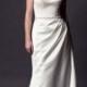 JW15155 Plain simple sheer top satin wedding dress