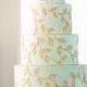 A Mint-and-Gold Hand-Piped Wedding Cake