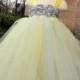 Flower Girl Dress Grey Yellow tutu dress baby dress toddler birthday dress wedding dress 12-18M 2T 3T 4T 5T 6T
