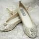 Wedding Shoes - Ballet Flats, Vintage Lace,  With Swarovski Crystals,  Elizabeth Bridal Shoes- PBT-0181