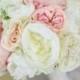 Silk Bride Bouquet Peony Peonies Roses Ranunculus Country Wedding Lace (Item Number 130112)