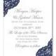Lace Wedding Invitation - Navy Wedding - Vintage Lace - Rustic Wedding - DIY Wedding Invitations - INSTANT DOWNLOAD -  Microsoft Word