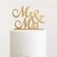 Mr and Mrs wedding cake topper by Oxee, metallic gold and silver personalized cake toppers