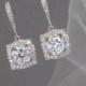 Bridal Earrings, Square Swarovski Crystal wedding earrings Rhinestone  Bridesmaids, Adrienne Bridal Earrings