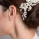 Bridal Hair Comb, Rhinestone Wedding Headpiece, Bridal Hair Piece, Ivory Pearl and Rhinestone Fascinator, Wedding Hair Accessory - Joanna