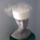 Ivory Round Pillbox With Veil Bellboy Pillbox Hat With Bow Bridal Hat White Pillbox Hat