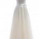 Custom made Feminine Lace Wedding Dress with Deep V-Neckline ,hand beaded and Flower Sash detail ,floor Length Chiffon and tulle Skirt