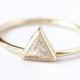 0.25 Carat Trillion Diamond Ring - Diamond Engagement Ring - 18k Solid Gold