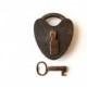 Old Heart Padlock & Skeleton Key rustic vintage wedding ring pillow alternative . love lock working lock