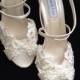 Reserved Listing for Corey - Custom MICKEY - Alencon Lace 3 inch Wedge Heel Wedding Shoes