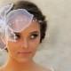 Bridal Tulle Flower Birdcage Veil With Detachable Crystal Headband- Delilah
