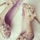 SALE!  Vintage Flower Lace Wedding Shoes with Champagne Gold Applique Crochet Bridal Satin Pumps Shoes