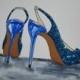 Sparkle Blue High Heel Shoes Wedding Glitter Heels Showers Gifts Fashion Inspired Art Original Illustration Painting by Artist Debra Alouise
