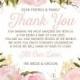 Instant Download - Floral Thank You Place Card - Wedding Reception - Place Setting Card - Thank You
