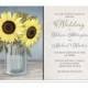 Sunflower Blue Mason Jar Rustic Wedding Invitations and RSVP