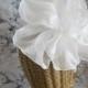 Large White Satin Feel Ribbon Flower Hair Clip And Brooch