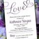 Bridal Shower Invitation Template - Wedding Shower Invitation - Eggplant Purple "Love" Heart - Bridal Luncheon Template Download