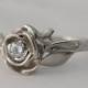 Rose Engagement Ring No.3 - Platinum and Diamond engagement ring, engagement ring, Platinum leaf ring, flower ring, art nouveau, vintage