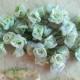 36p Lime Green White Wired Satin Organza Rose Flower Applique Bridal Wedding Bouquet
