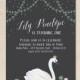 swan invitation - swan party theme - birthday - baby shower - wedding - hand illustrated - simple - DIY - custom invite - printable
