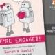 Printable Engagement Party Invitation "Robots in Love" / Customized Digital File (5x7) / Printing Services Available