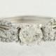 Diamond Solitaire Engagement Ring & Wedding Band Set - 14k White Gold EGL Cert F2477