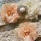 Light PEACH and Ivory Wedding Garter Set / Bridal Garter Set / CUSTOMIZE IT / Peach Garter / Toss Garter Included