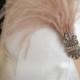Hair Accessories, Gatsby Headpiece, 1920 Fascinator, 1920s Wedding Headband, Blush, Champagne Feather Fascinator