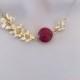 Genuine Ruby Gemstone Necklace, Gold Lotus Necklace, Statement Necklace, Mothers Necklace, Bridal Jewelry, Flower Necklace, bezel necklace