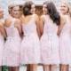 Pink And White Lace Bridesmaid Dresses.