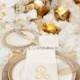 Gold Mercury Glass And White Hydrangea Reception Table Setting