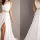 2015 New Arrival Sexy Long White Prom Party Dresses One Shoulder Side Slit Crystal Beaded Gold Belt Evening Gowns Ball Gowns A-Line Online with $104.14/Piece on Hjklp88's Store 