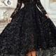 Vestido 2015 Black Long A Line Prom Evening Dress Sheer Crew Neck Long Sleeve Lace Hi Lo Party Gown Special Occasion Dresses Evening Gown Online with $123.72/Piece on Hjklp88's Store 