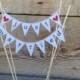 Just Married lowercase Wedding Cake Topper Banner in natural cotton