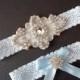 Francesca Wedding Garter French Insprired 4 Colors Rhinestone Center Piece Lingerie Lace  Rhinestone Cluster and Toss