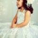 White Flower Girl Dress Satin Rosette Flower Girl Dress Wedding Flower Girl Dress  Baby to Girls 10