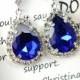Royal blue, cobalt blue ,Bridesmaid jewelry sapphire blue Gold Drop Earrings Wedding Wedding Dangle Earrings Bridal Jewelry  Bridesmaid Gift