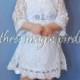 SALE Lace Flower Girl Dress-Christening Baptism-Long Sleeve FlowerGirl Dress-Communion Dress-Birthday-Country FlowerGirl-Destination Wedding