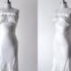 40's satin dress. ivory slip. 1940 white dress. small. 40 silk nightgown. lingerie. s.