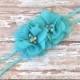 Turquoise Flower Headband, Flower Girl Headband, Newborn Headband, Baby Girl Headband, Turquoise Wedding Headband,Turquoise Headband