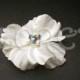 White Silk Rose Hair Flower Bridal Clip Something Blue -Ready Made