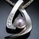 pearl necklace - June birthstone - wedding - white sapphires - Argentium silver necklace - gemstone jewelry - 3369